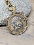 WOLF - NAHC Collectible Bronze Coin Medallion Fancy Chain Necklace