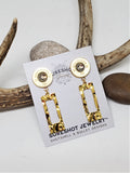 Shotshell Hammered Rectangle 20 Gauge GOLD Post Dangle Earrings