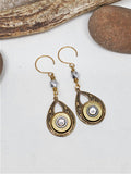 Antique Gold Openwork Teardrop 410 Gauge Beaded Bullet Earrings