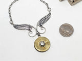 Sterling Silver Angel Wing 12g Shotshell Necklace - SureShot Jewelry Bullet Designs