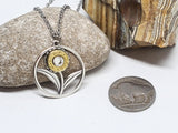 Sterling Silver Flower in Circle Pendant Bullet Necklace - SureShot Jewelry Bullet Designs