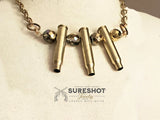 Triple .223 Beaded Antique Gold Bullet Necklace
