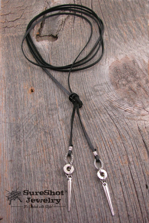 Boho Style Black Multi Wrap Bullet & Spike Choker Necklace-SureShot Jewelry