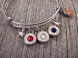 Patriotic Red White & Wire Bangle Bullet Bracelet-SureShot Jewelry