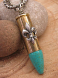 Turquoise Embellished Brass Bullet Multi-Chain Necklace