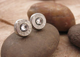 Bullet Studs - Nickel Bullet Casing Diamond Earrings