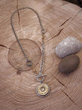 Bullet Necklace - 12 Gauge Shotshell Toggle Medallion Mixed Metal Necklace