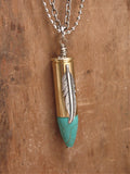 Turquoise Magnesite Embellished Brass Bullet Multi-Chain Necklace-SureShot Jewelry